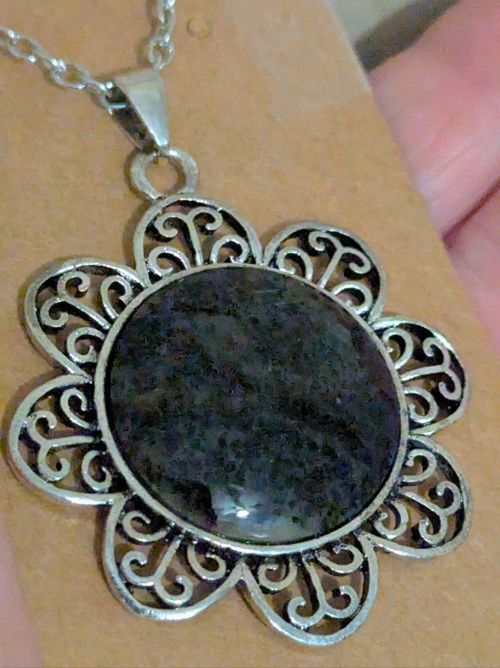 Handcrafted Nebraska River Rock Pendant Necklace  24" Chain